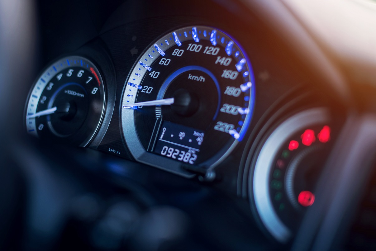 Closeup dashboard of mileage car